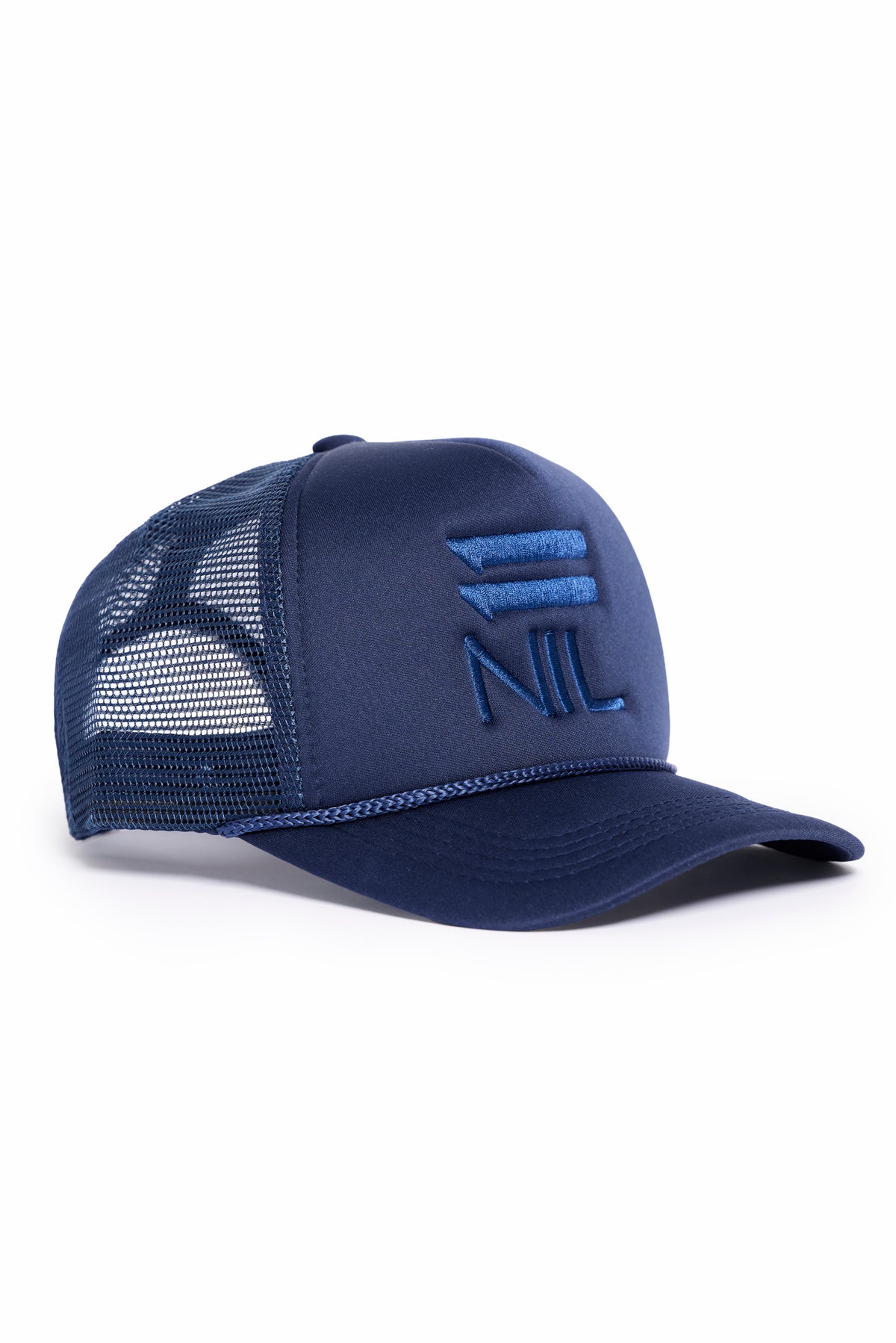 11NIL Signature Stacked Trucker Hat in Navy by 11NIL, photo 2