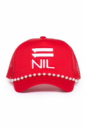 Pearl Power Stacked Trucker Hat in Red/White by 11NIL, photo 1