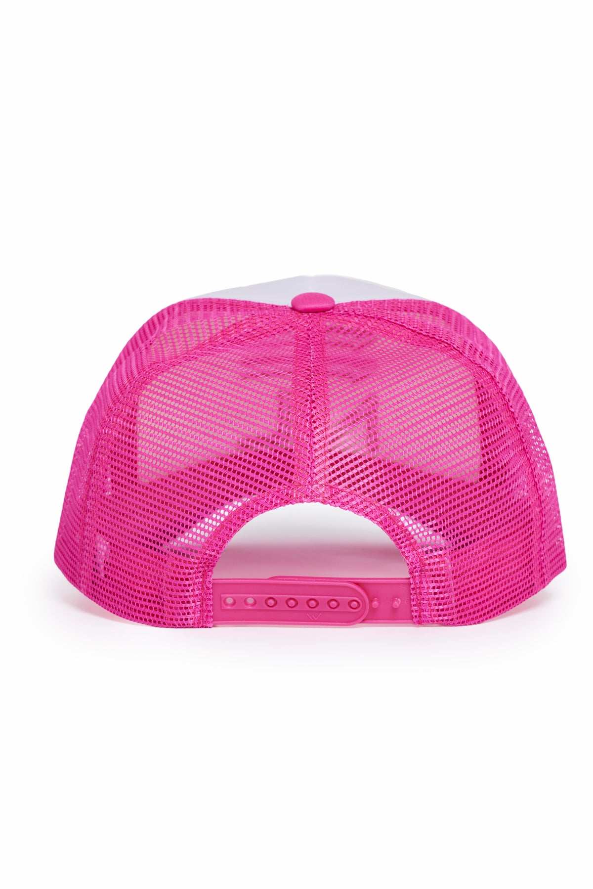 Pearl Power Stacked Trucker Hat in Bubble Hot Pink/White by 11NIL, photo 7