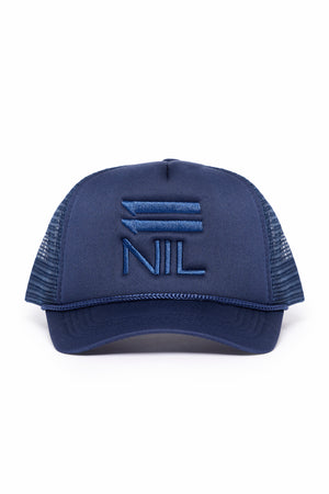 11NIL Signature Stacked Trucker Hat in Navy by 11NIL, photo 1