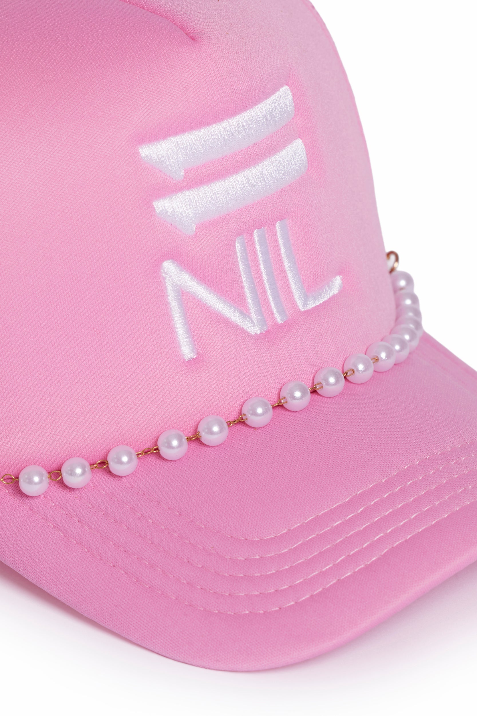 Pearl Power Stacked Trucker Hat in Light Pink/White by 11NIL, photo 2
