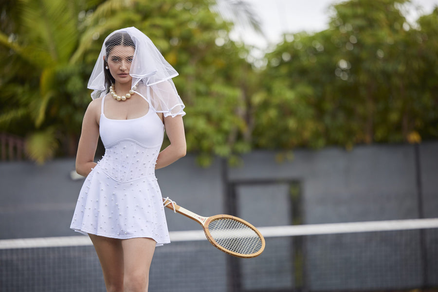 White pearl tank dress