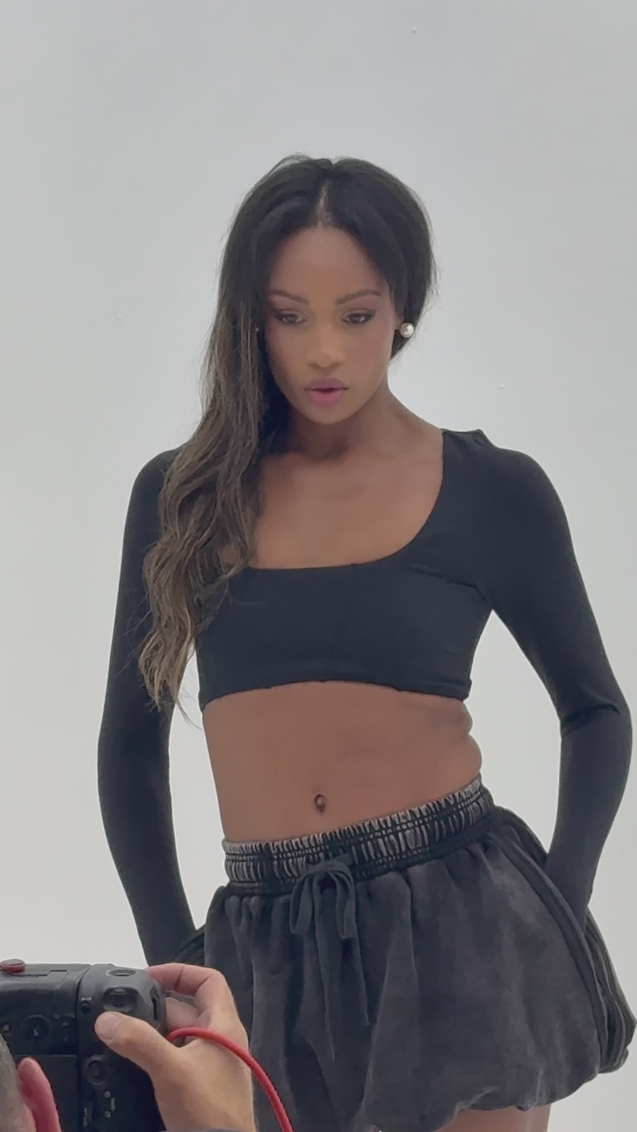 Cortina French Terry Zip Bubble Skirt in Snow Wash Black by 11NIL, video