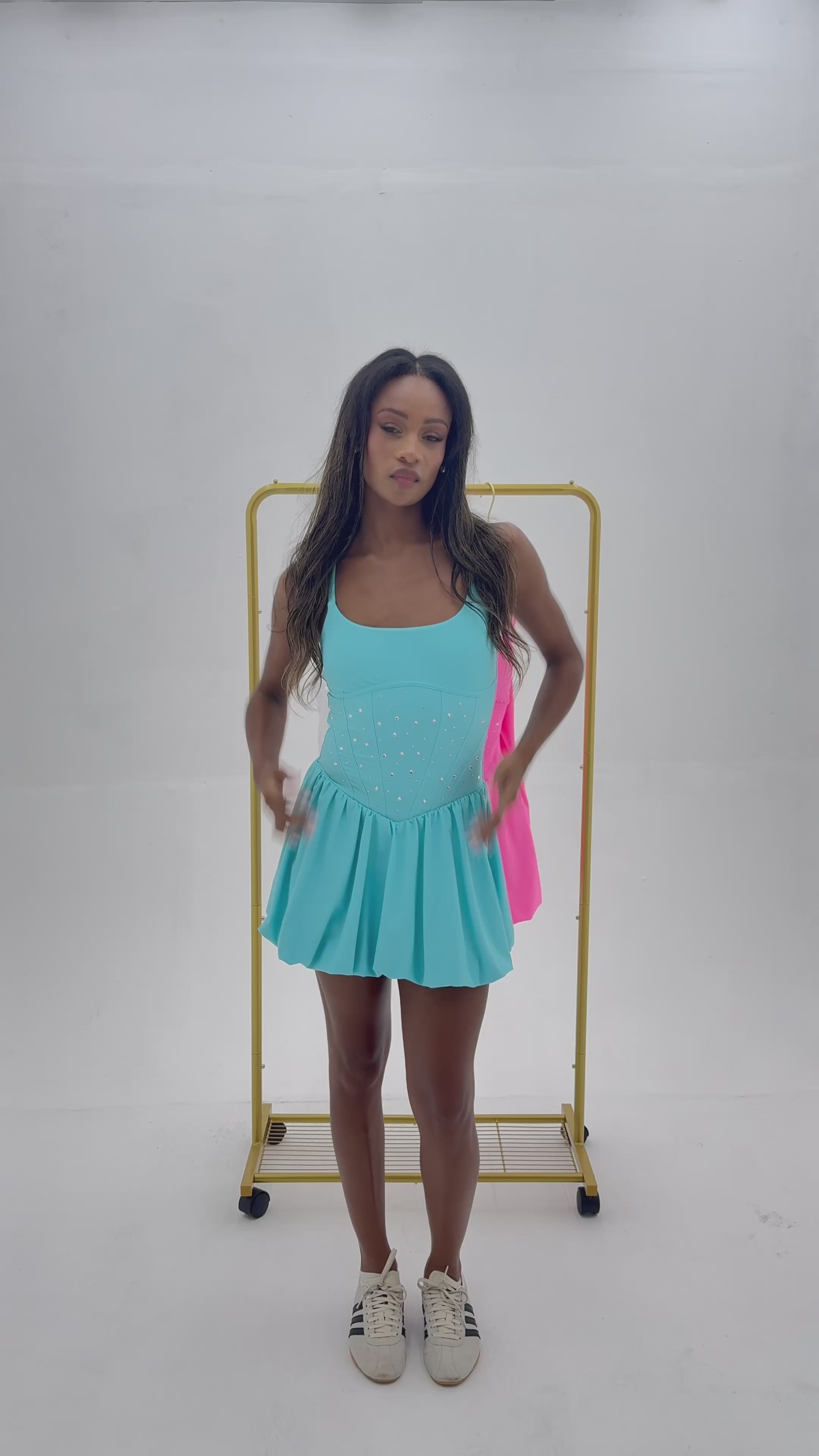 Kyoto Rhinestone Bubble Dress in Aqua by 11NIL, video